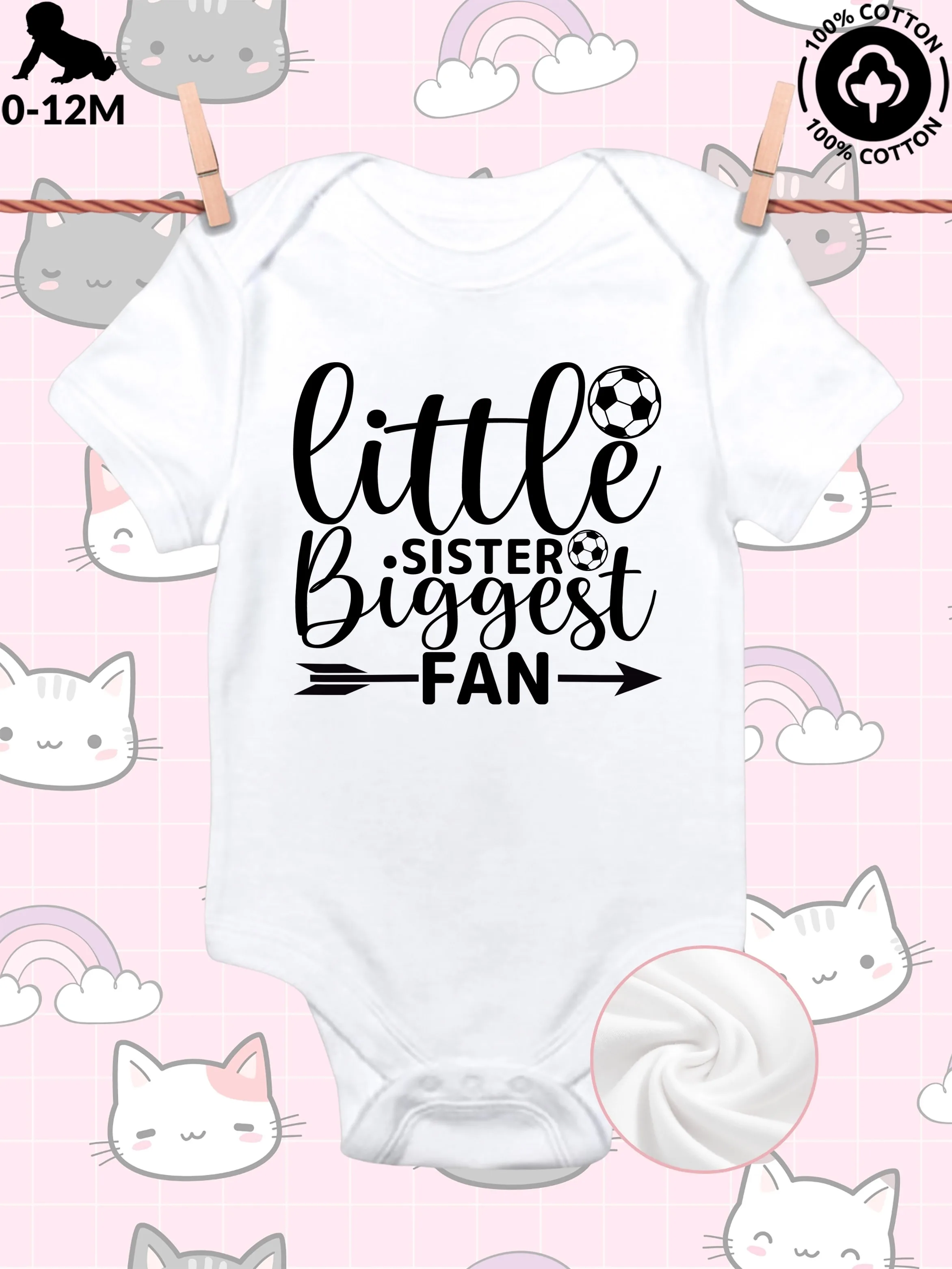 Комбинезон для малышей Little Sister Biggest Fan, унисекс, из чистого хлопка, мягкий, всесезонный, белый, 190 г/м²
Комбинезон для малышей Little Sister Biggest Fan, унисекс, из чистого хлопка, мягкий, всесезонный, белый, 190 г/м²