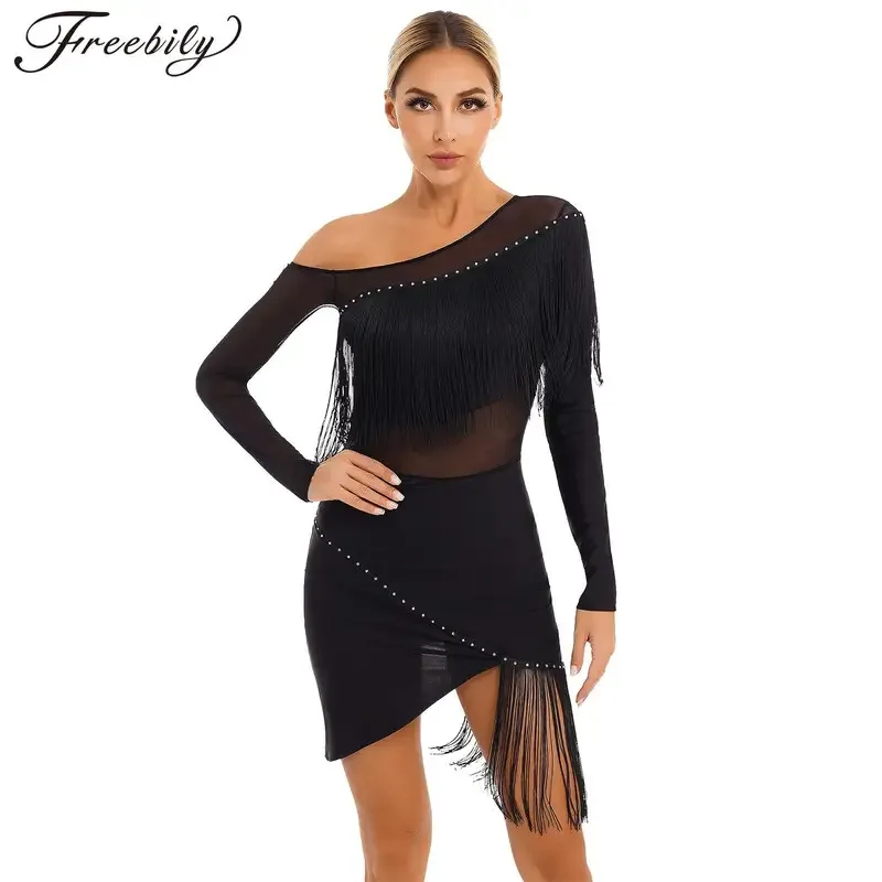 Women Latin Dance Dress Tassel Fringed Irregular Dress Tango Latin Cha-Cha Samba Dresses Sequins Ballroom Performance Costumes
Women Latin Dance Dress Tassel Fringed Irregular Dress Tango Latin Cha-Cha Samba Dresses Sequins Ballroom Performance Costumes