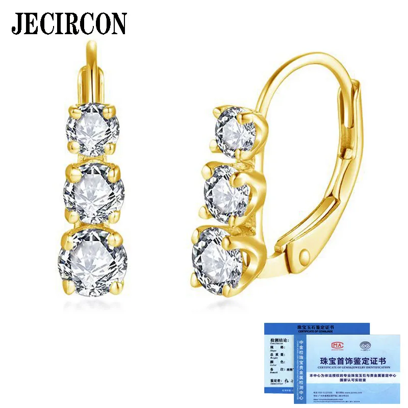 JECIRCON Super Flash Round 3-Stone Full Moissanite Earrings 925 Sterling Silver Plated 18K Gold Daily Fashion Jewelry for Women
JECIRCON Super Flash Round 3-Stone Full Moissanite Earrings 925 Sterling Silver Plated 18K Gold Daily Fashion Jewelry for Women