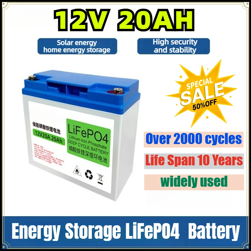12V 20Ah LiFePO4 Battery Built-in BMS Rechargeable Lithium Iron Phosphate Battery for Solar RV Boat CCTV 2000+ Cycles Low Cost
12V 20Ah LiFePO4 Battery Built-in BMS Rechargeable Lithium Iron Phosphate Battery for Solar RV Boat CCTV 2000+ Cycles Low Cost