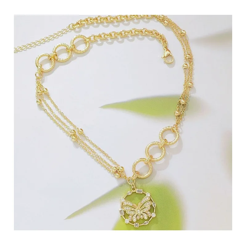 Best-selling multi-layered gold butterfly necklace, light luxury diamond-studded round pendant, collarbone chain, niche and high-end feel
Best-selling multi-layered gold butterfly necklace, light luxury diamond-studded round pendant, collarbone chain, niche and high-end feel