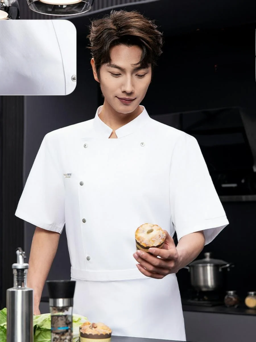 Мужская дышащая белая футболка большого размера для поваров, для работы в ресторанах и пекарнях, влагоотводящая, летняя униформа
Мужская дышащая белая футболка большого размера для поваров, для работы в ресторанах и пекарнях, влагоотводящая, летняя униформа