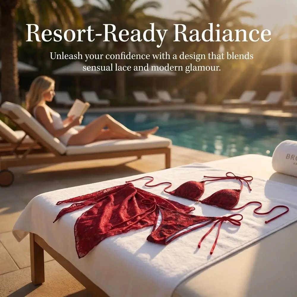 Fashion Halter Sexy Brazilian Bikini Set Cover Skirt Nylon Three-Piece Swimwear Mesh Red Swimsuits Pool
Fashion Halter Sexy Brazilian Bikini Set Cover Skirt Nylon Three-Piece Swimwear Mesh Red Swimsuits Pool