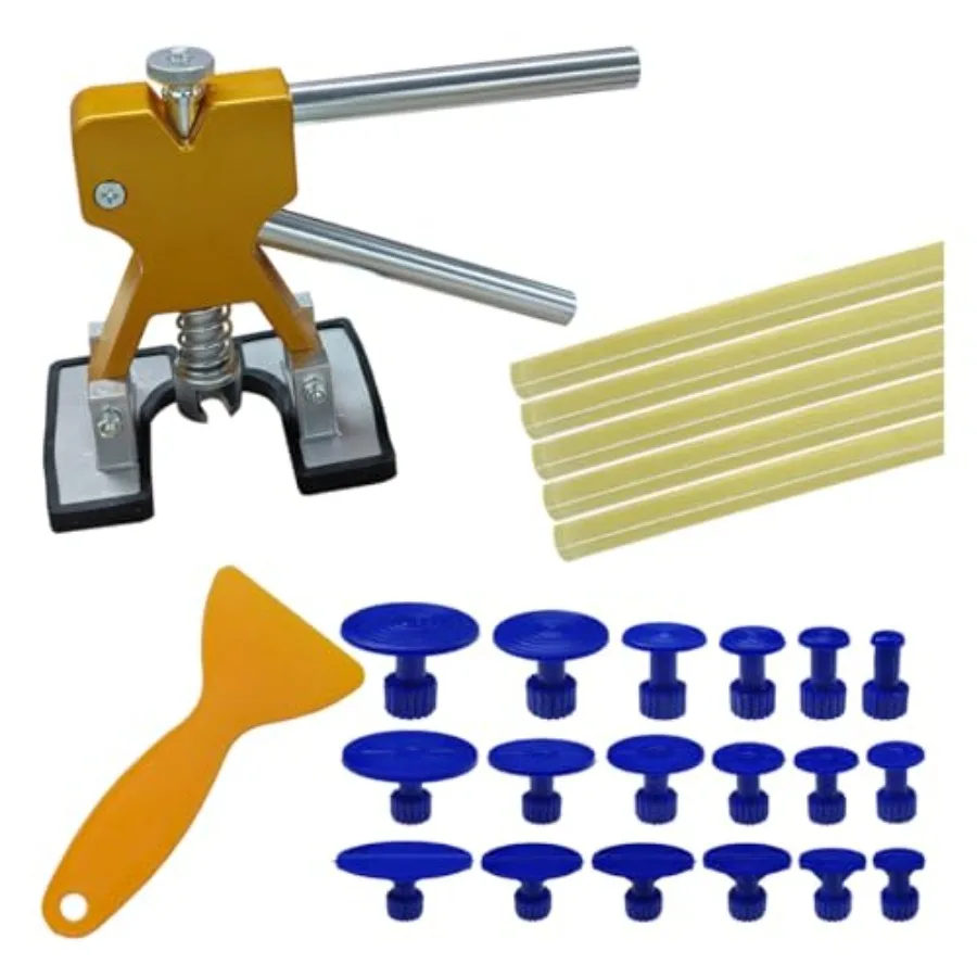 25PCS Car Dent Puller Kit, Car Body Dent Repair Tools, Paintless Dent Lifter Repair Tool Puller with 18 Tabs, Auto Dent Removal
25PCS Car Dent Puller Kit, Car Body Dent Repair Tools, Paintless Dent Lifter Repair Tool Puller with 18 Tabs, Auto Dent Removal