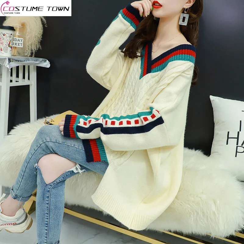 Spring and Autumn New Korean Version Lazy Sweater Women's Loose Pullover V-neck Elegant Women's Age Reducing Top
Spring and Autumn New Korean Version Lazy Sweater Women's Loose Pullover V-neck Elegant Women's Age Reducing Top