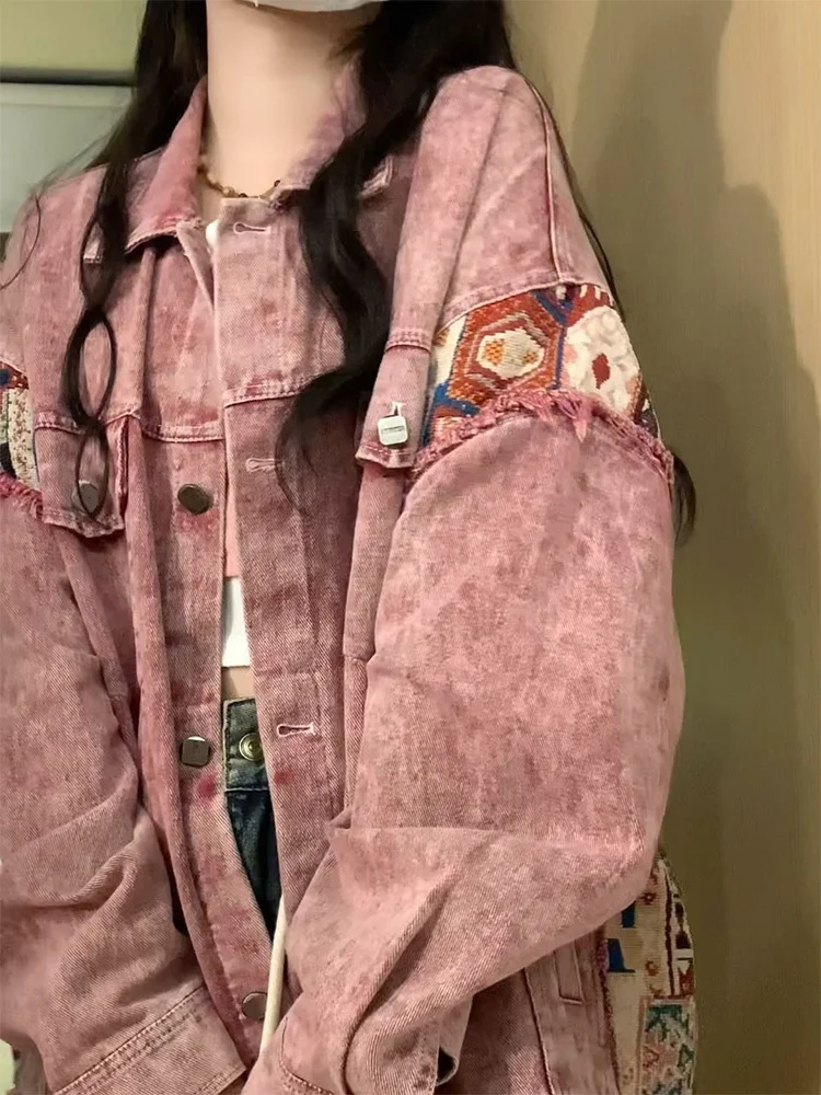 Pink Patchwork Women Denim Jacket Vintage Bf Streetwear Female Jeans Coats Harajuku Hip Hop Oversize Outwear
Pink Patchwork Women Denim Jacket Vintage Bf Streetwear Female Jeans Coats Harajuku Hip Hop Oversize Outwear