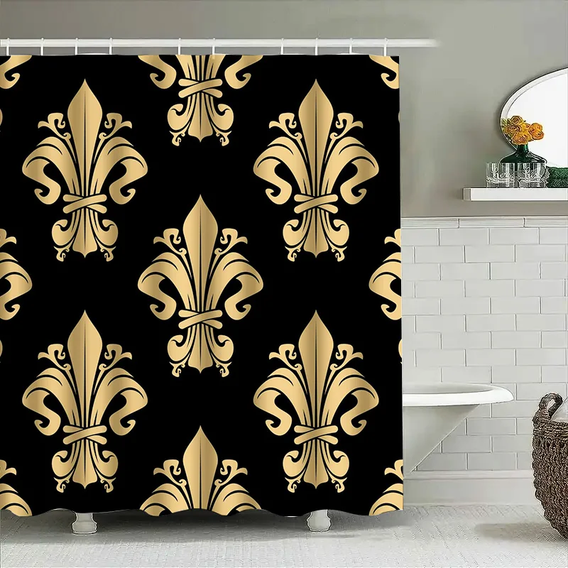 Luxury Golden Fleur De Lis Shower Curtain Black Gold Bathroom Decor Waterproof Fabric Shower Room Home Bathing Design Print Curt
Luxury Golden Fleur De Lis Shower Curtain Black Gold Bathroom Decor Waterproof Fabric Shower Room Home Bathing Design Print Curt