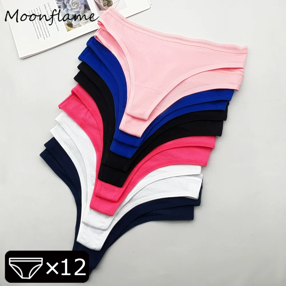 Moonflame 12 Pcs/Set Women Thongs Breathable Underwear Female's Solid Lingerie Low Waist Comfort G-string Young Girls Panties
Moonflame 12 Pcs/Set Women Thongs Breathable Underwear Female's Solid Lingerie Low Waist Comfort G-string Young Girls Panties