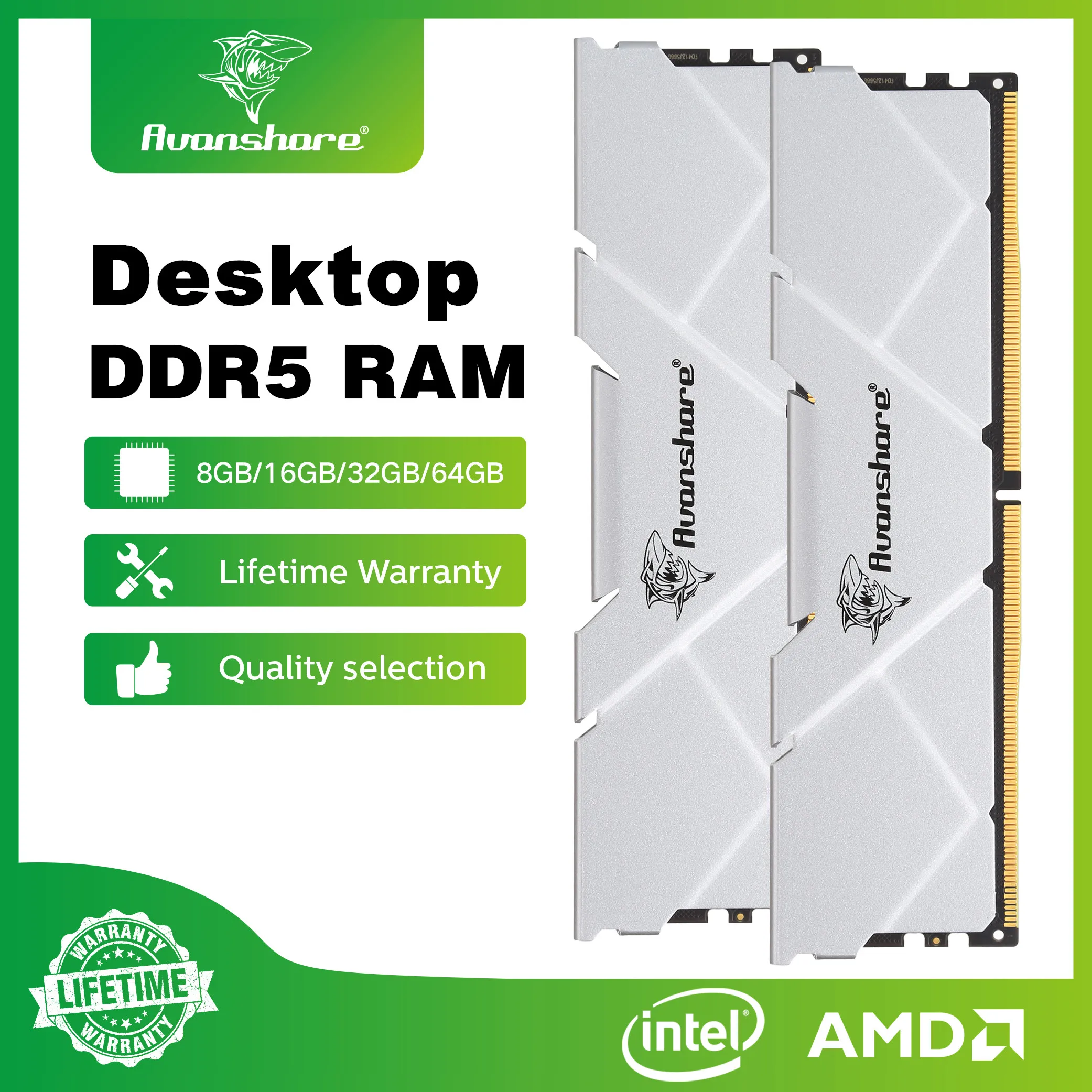 Avanshare Memoria Ram DDR5 8 ГБ 16 ГБ 32 ГБ 5600 МГц 6400 МГц Настольная оперативная память Компьютер Высокопроизводительная оперативная память с затемнением EXPO XMP 3.0
Avanshare Memoria Ram DDR5 8 ГБ 16 ГБ 32 ГБ 5600 МГц 6400 МГц Настольная оперативная память Компьютер Высокопроизводительная оперативная память с затемнением EXPO XMP 3.0