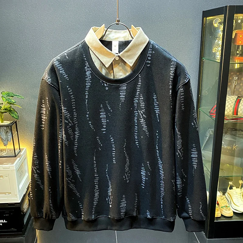 Fashionable All-Match Loose False Two Pieces Sweater Men's High-End Lapel 2024 Autumn New Casual Long Sleeve Artistic Top
Fashionable All-Match Loose False Two Pieces Sweater Men's High-End Lapel 2024 Autumn New Casual Long Sleeve Artistic Top