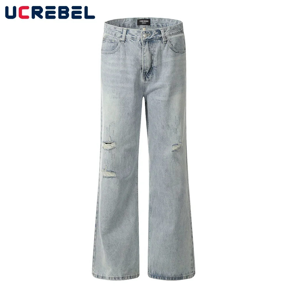Ripped Flare Denim pants Mens Vintage High Street Loose Washed Distressed Jeans Men Trousers
Ripped Flare Denim pants Mens Vintage High Street Loose Washed Distressed Jeans Men Trousers