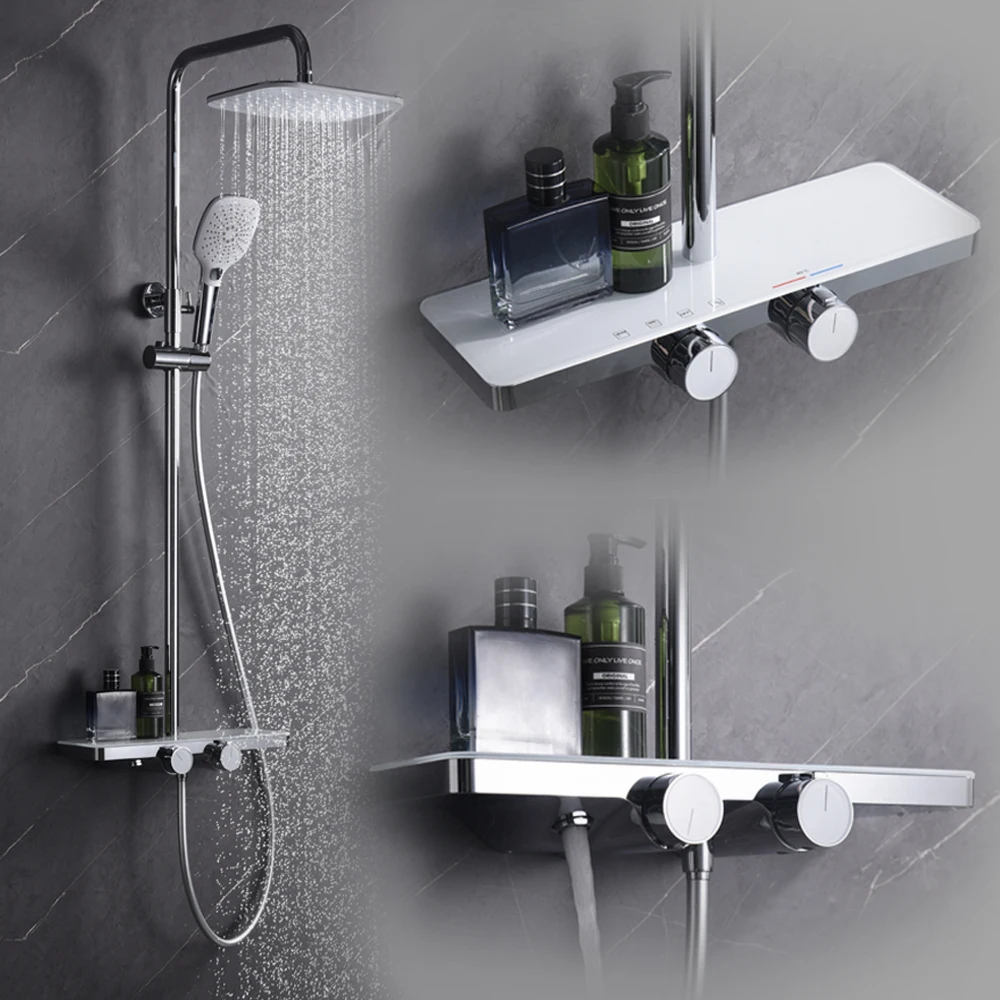 YUSON YS34293 Three 3 Outlets Fashion Bath Tap Showers Column Mixer Set Shelf Shower System Set
YUSON YS34293 Three 3 Outlets Fashion Bath Tap Showers Column Mixer Set Shelf Shower System Set
