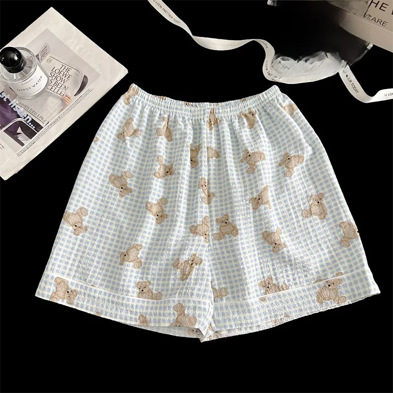 Summer Short Sleeve Sleepwear Women's Bubble Gauze Pleated Cardigan Sweet Little Cherry Thin Home Clothes Set Casual Style 10 Seae60b2c46664d3fb20e4b13c2805453b