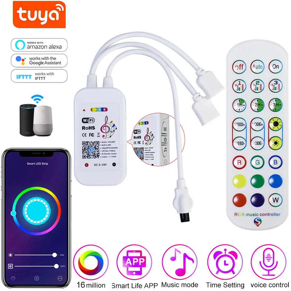 Инфракрасный/Bluetooth/Tuya Wi-Fi светодиодный контроллер с 24 клавишами 44 клавиши дистанционного управления с регулируемой яркостью для 12 В 5050 2835 RGB светодиодных лент
Инфракрасный/Bluetooth/Tuya Wi-Fi светодиодный контроллер с 24 клавишами 44 клавиши дистанционного управления с регулируемой яркостью для 12 В 5050 2835 RGB светодиодных лент