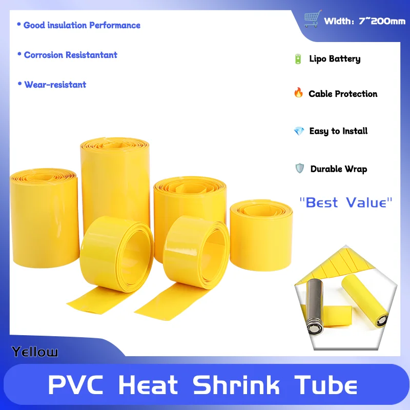 PVC Heat Shrink Tube 18650 Battery Pack Film 7~200mm Insulated Heat Shrinkable Cable Protector Case For Batteries 2~20M Yellow
PVC Heat Shrink Tube 18650 Battery Pack Film 7~200mm Insulated Heat Shrinkable Cable Protector Case For Batteries 2~20M Yellow