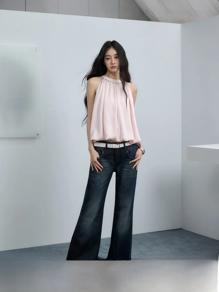 Trendkill Low Waist Bell Bottom Jeans Deep Blue Washed Rivet New Arrival Summer Cotton Stretch Denim Zipper Fly Slim Fit
Trendkill Low Waist Bell Bottom Jeans Deep Blue Washed Rivet New Arrival Summer Cotton Stretch Denim Zipper Fly Slim Fit