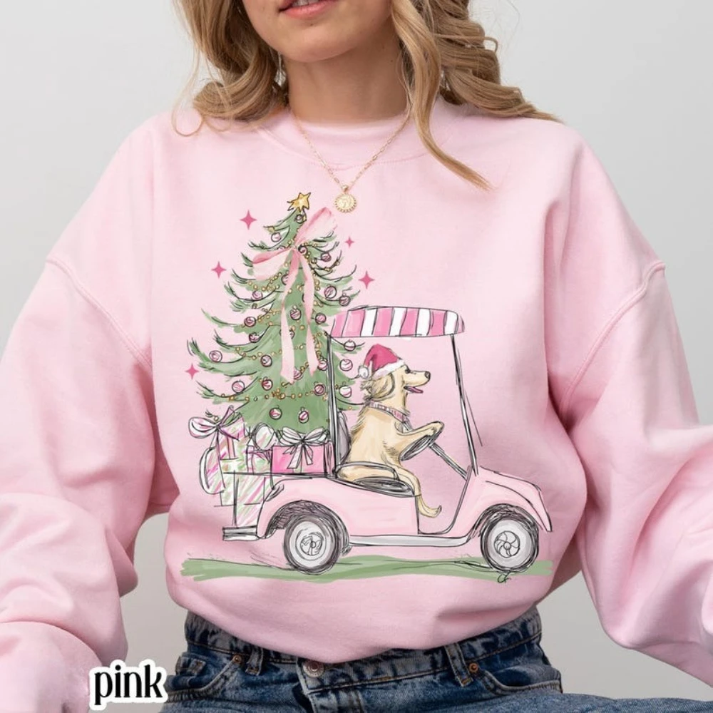 Рождественский свитшот для собак, золотистый ретривер, тележка для гольфа, праздничный пуловер рождественского сезона, розовый милый Санта-Снежный щенок, подарочные топы для влюбленных
Рождественский свитшот для собак, золотистый ретривер, тележка для гольфа, праздничный пуловер рождественского сезона, розовый милый Санта-Снежный щенок, подарочные топы для влюбленных