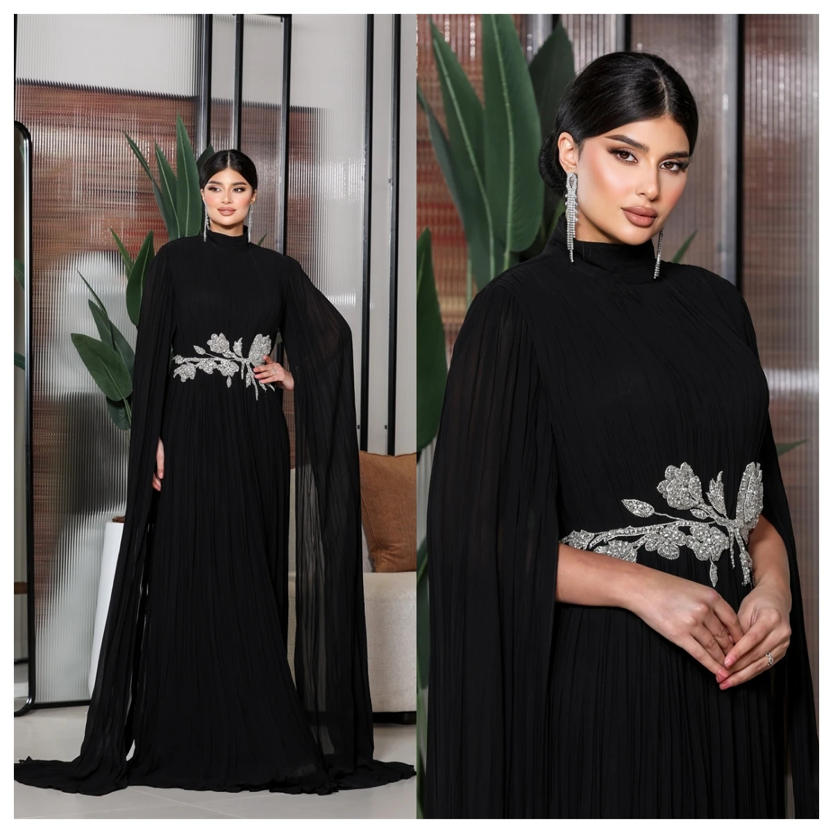 CustomizedCustomized Exquisite Black Chiffon Evening Dress High Collar Bespoke Occasion Gowns Luxury Appliques Homecoming Dress
CustomizedCustomized Exquisite Black Chiffon Evening Dress High Collar Bespoke Occasion Gowns Luxury Appliques Homecoming Dress