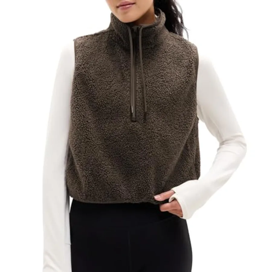 Songling Womens Fuzzy Fleece Vest High Neck Cropped Half Zip Up Warm Sherpa Vest Drawstring Pullover with Pockets
Songling Womens Fuzzy Fleece Vest High Neck Cropped Half Zip Up Warm Sherpa Vest Drawstring Pullover with Pockets