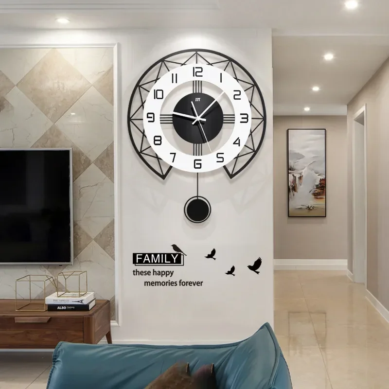 Simple Black and White Swinging Wall Clock Fashion Home Personality Creative Silent Clock Living Room Background Wall Decoration
Simple Black and White Swinging Wall Clock Fashion Home Personality Creative Silent Clock Living Room Background Wall Decoration