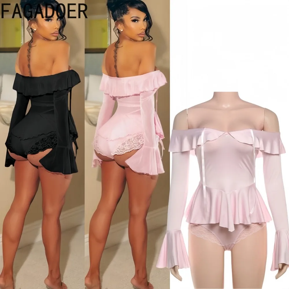 FAGADOER Sexy Woman 2 Piece Set Outfit Off Showlder Flare Sleeve Ruched Patchwork Crop Tops + Shorts Suits Female Clubwear New
FAGADOER Sexy Woman 2 Piece Set Outfit Off Showlder Flare Sleeve Ruched Patchwork Crop Tops + Shorts Suits Female Clubwear New