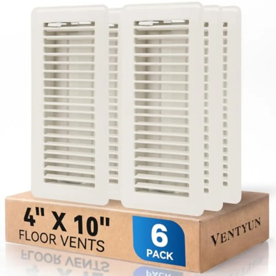 4" x"Floor Register Vent Covers 6-Pack, Walkable Powder-Coated Metal Vent Covers with Adjustable Airflow, Curved Safe Edges for
4" x"Floor Register Vent Covers 6-Pack, Walkable Powder-Coated Metal Vent Covers with Adjustable Airflow, Curved Safe Edges for