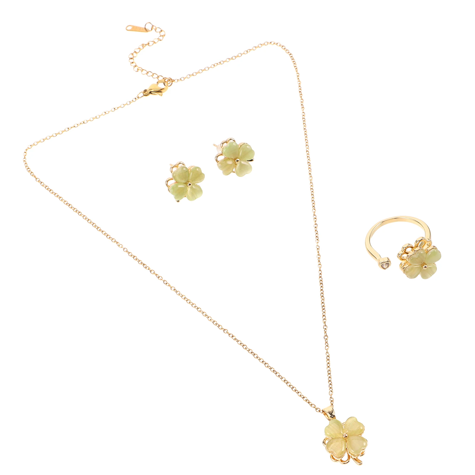 1 Set Green Rotatable Necklace Ring Earring Jewelry Set For Women Cat Eye Stone Pendant Titanium Steel Lucky
1 Set Green Rotatable Necklace Ring Earring Jewelry Set For Women Cat Eye Stone Pendant Titanium Steel Lucky