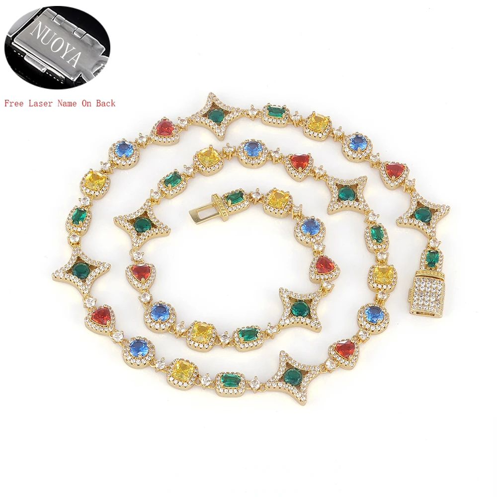 NUOYA Luxury Geometric Link Chain Necklace Colorful Zircon Stones Colored Gemstone Motif Silver Plated Hip Hop Jewelry
NUOYA Luxury Geometric Link Chain Necklace Colorful Zircon Stones Colored Gemstone Motif Silver Plated Hip Hop Jewelry