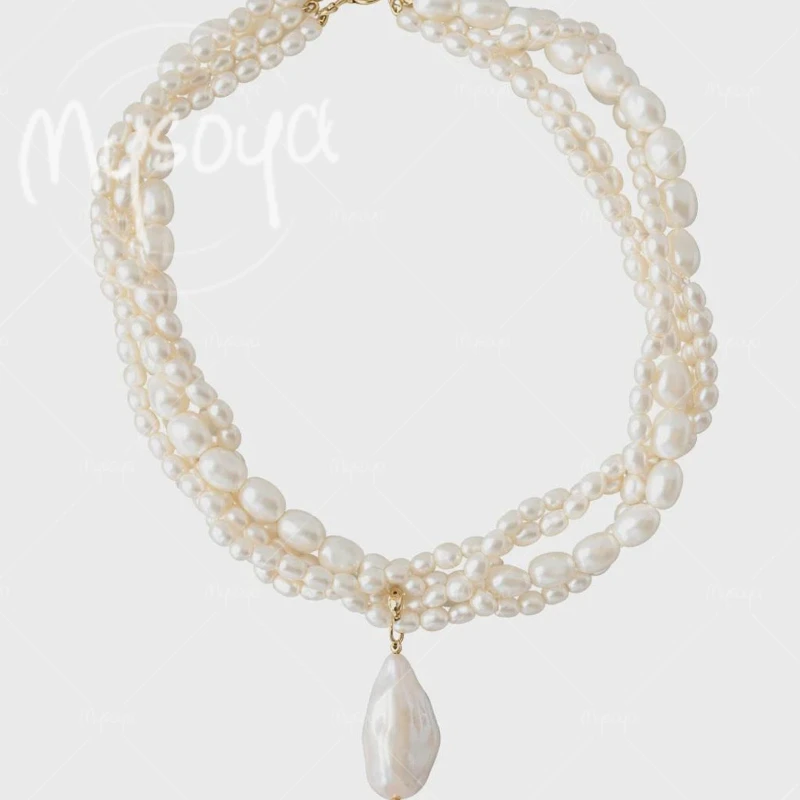 MYSOYA 3-4mm & 4-5mm Five-layer Baroque Freshwater Pearl Necklace, for Birthday/ Wedding/mother's Day/ Father's Day Gift A0854
MYSOYA 3-4mm & 4-5mm Five-layer Baroque Freshwater Pearl Necklace, for Birthday/ Wedding/mother's Day/ Father's Day Gift A0854