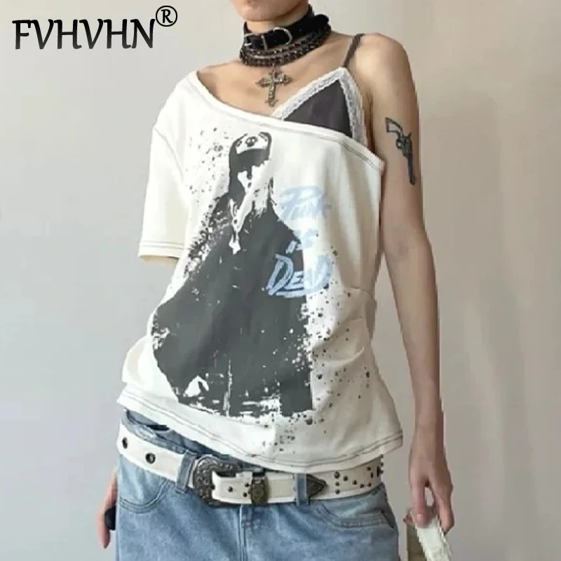 FVHVHN модные нерегулярные кружевные футболки контрастного цвета с принтом для женщин, универсальные свободные повседневные топы, женские модные новые 1A158
FVHVHN модные нерегулярные кружевные футболки контрастного цвета с принтом для женщин, универсальные свободные повседневные топы, женские модные новые 1A158