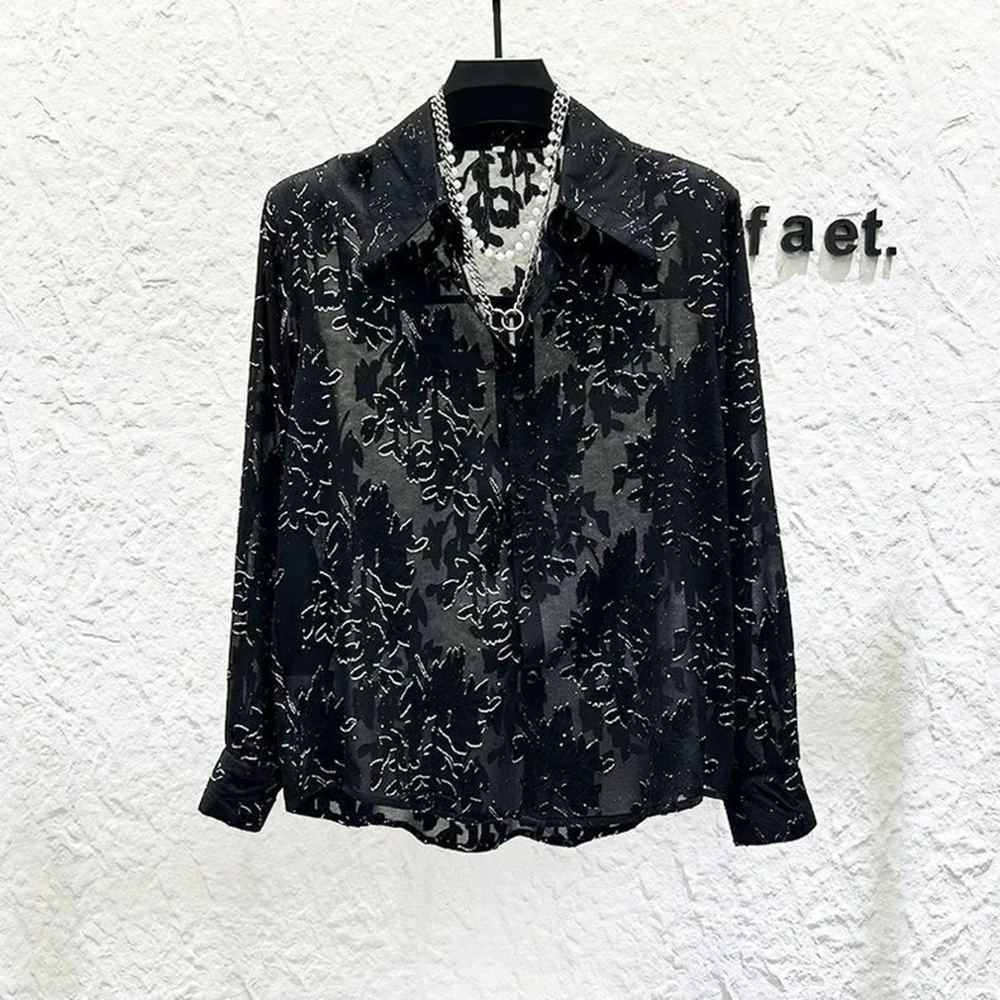 Mens See-Through Gold-Stamped Pattern Shoulder Pads Ballroom Shirts Streetwear Nightclubs Stage Performances Tops Men'S Wear
Mens See-Through Gold-Stamped Pattern Shoulder Pads Ballroom Shirts Streetwear Nightclubs Stage Performances Tops Men'S Wear