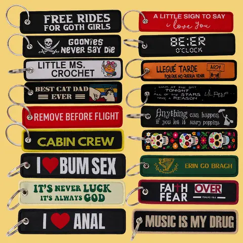 Funny Spanish Cat Keychain for Motorcycle Quotes Key Chain for Women Men Gifts and Cars Embroidery Key Tags Fashion Jewelry Gift