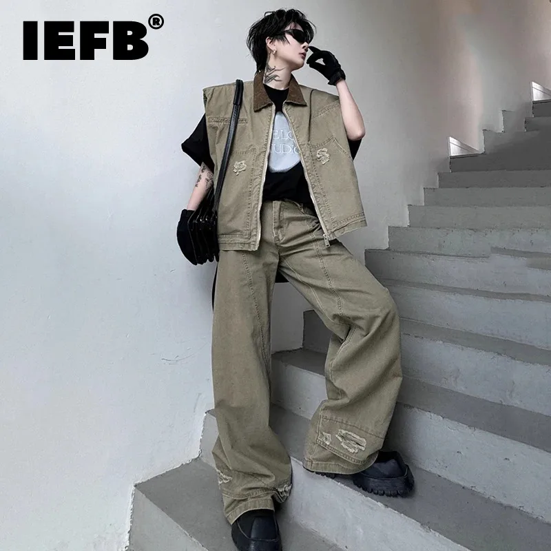 IEFB Summer Male Denim Set Contrast Color Collar Patchwork Vest Straight Jeans Male Pants Two-piece Suit Streetwear 28W3116
IEFB Summer Male Denim Set Contrast Color Collar Patchwork Vest Straight Jeans Male Pants Two-piece Suit Streetwear 28W3116