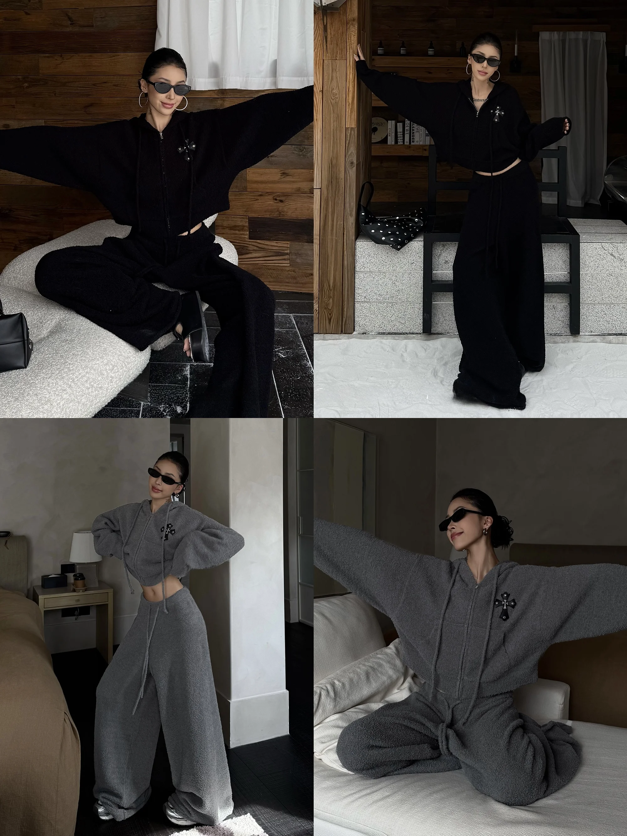 Women's Thiened Hooded Open Cardigan Sweater Jaet Set Autumn Winter Plu Wide Leg Casual Long Pants Two-Piece Set
Women's Thiened Hooded Open Cardigan Sweater Jaet Set Autumn Winter Plu Wide Leg Casual Long Pants Two-Piece Set