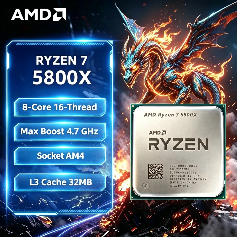 AMD Ryzen 7 5800X 8 Core 16 Thread CPU 4.7GHz Boost 36MB Cache AM4 Zen 3 Unlocked 105W PCIe 4.0 OEM Tray No Fan Strong MultiTask
AMD Ryzen 7 5800X 8 Core 16 Thread CPU 4.7GHz Boost 36MB Cache AM4 Zen 3 Unlocked 105W PCIe 4.0 OEM Tray No Fan Strong MultiTask