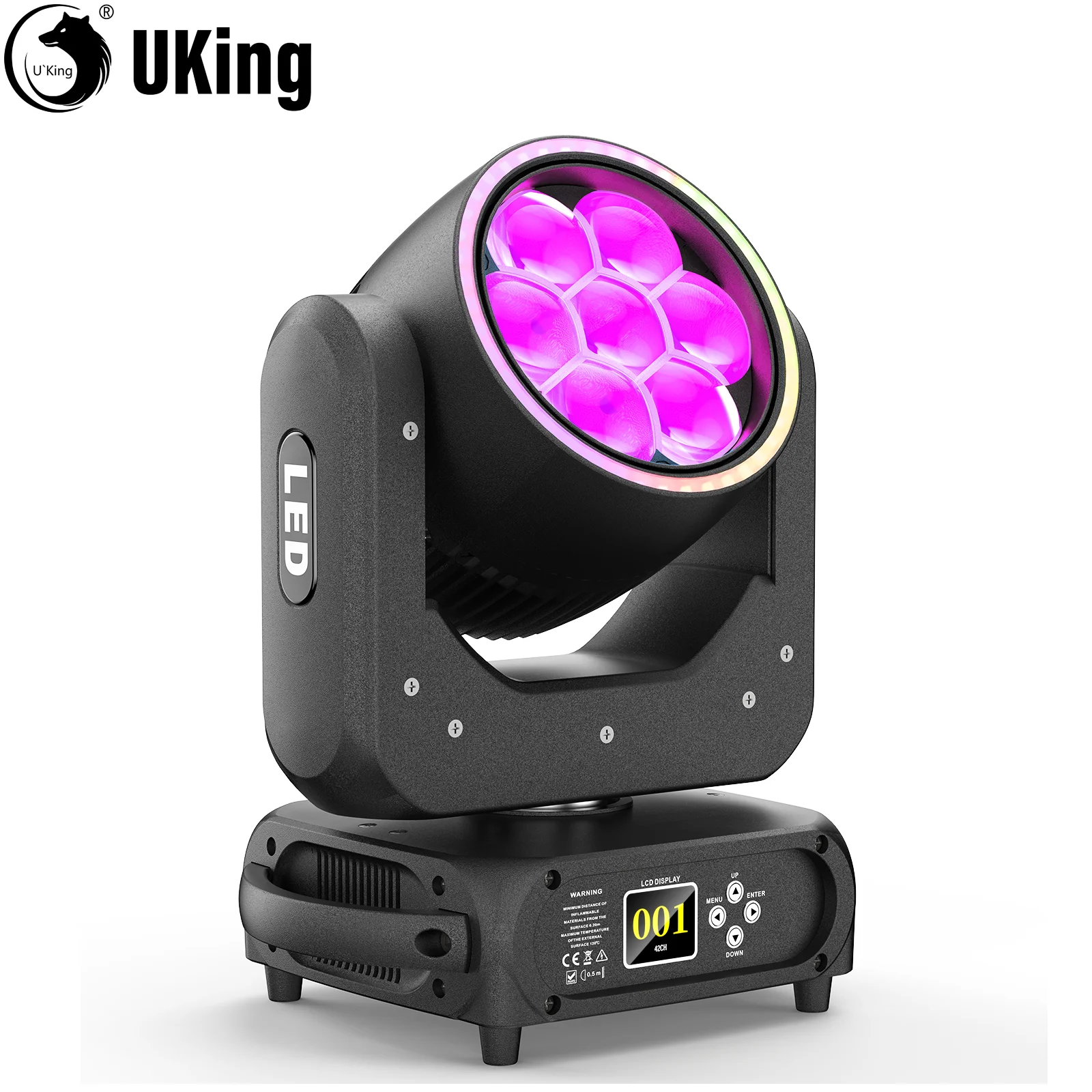 U'King Mini 7X40W RGBW Wash Beam Zoom Moving Head Light With Halo Ring Bee-eyes DJ Stage Lighting Effect For Wedding Disco Bar
U'King Mini 7X40W RGBW Wash Beam Zoom Moving Head Light With Halo Ring Bee-eyes DJ Stage Lighting Effect For Wedding Disco Bar