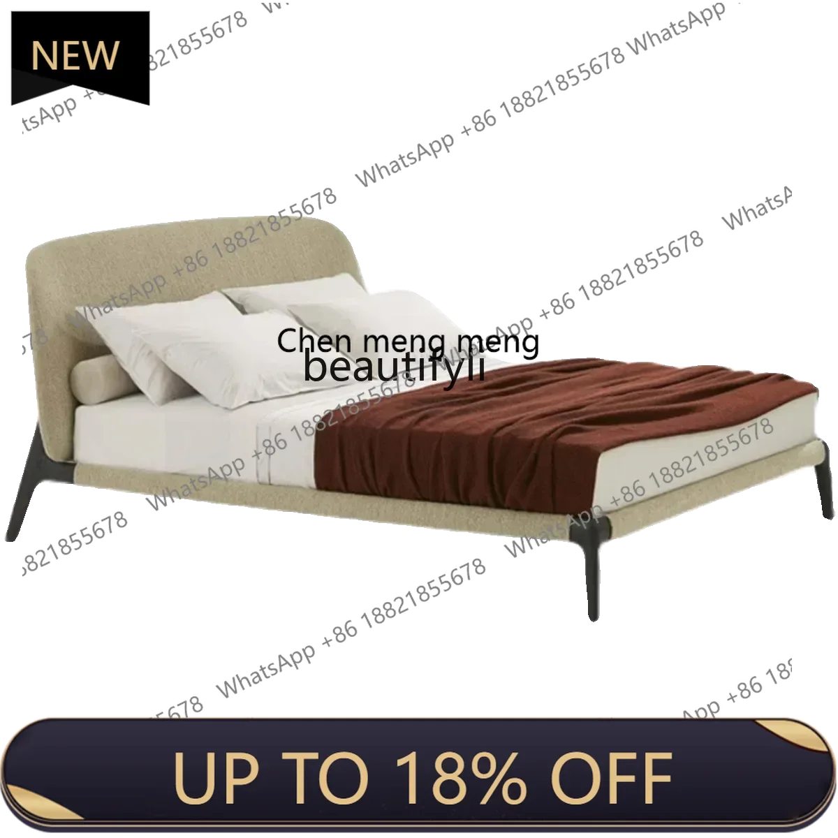 P178 Italian Minimalist Double Fabric Bed Marriage Bed Bedroom Furniture Solid Wood Bed in Master Bedroom
P178 Italian Minimalist Double Fabric Bed Marriage Bed Bedroom Furniture Solid Wood Bed in Master Bedroom