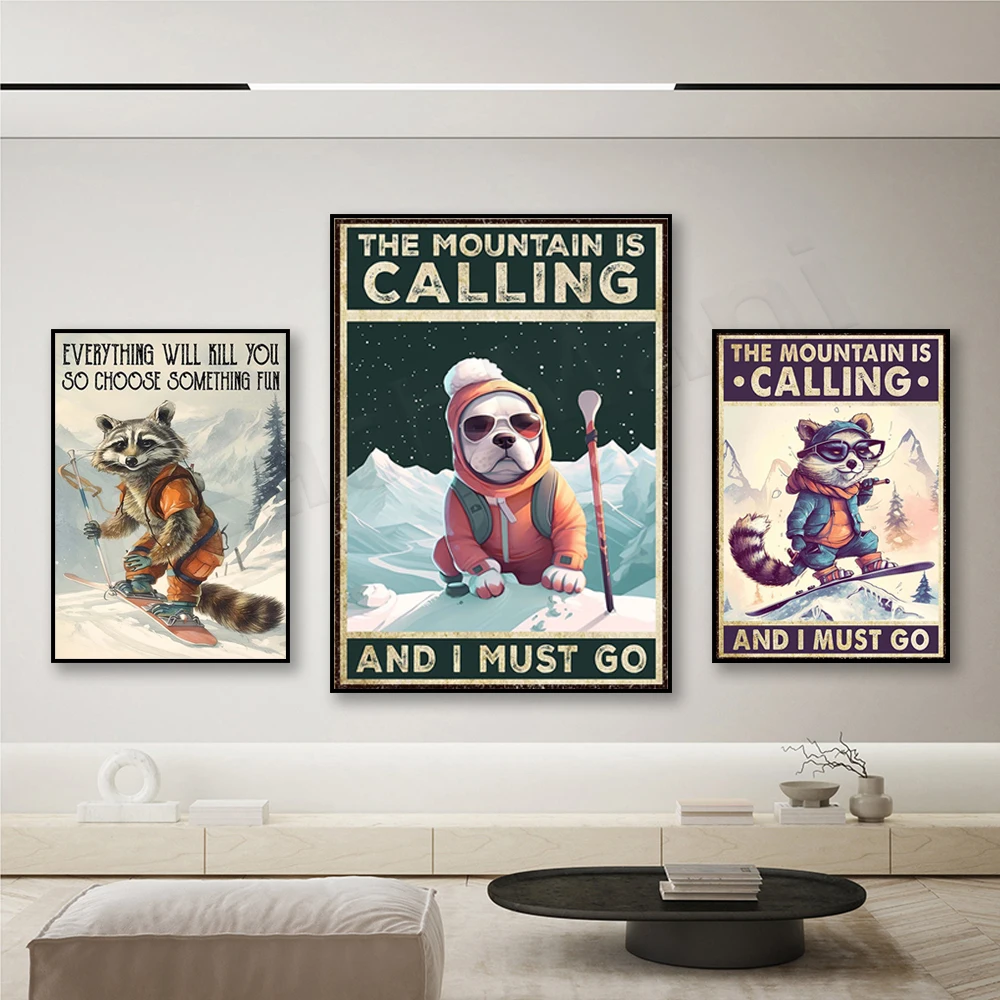 The Mountain Is Calling And I must Go poster, funny ski dog, raccoon ski poster, vintage snowboard poster, gift for skiers
The Mountain Is Calling And I must Go poster, funny ski dog, raccoon ski poster, vintage snowboard poster, gift for skiers