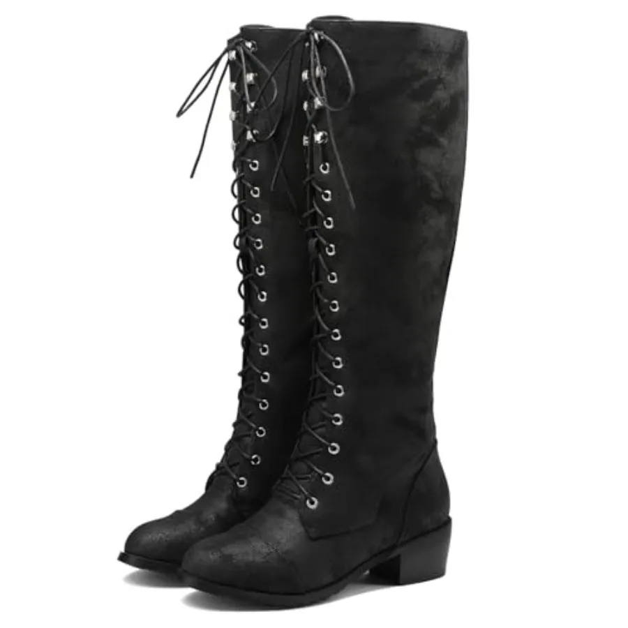 DADAWEN Women's Over The Knee Thigh High Chunky Heel Boots with Side Zipper Lace Up Fashion Combat Boots Fall Long Tall Boots f
DADAWEN Women's Over The Knee Thigh High Chunky Heel Boots with Side Zipper Lace Up Fashion Combat Boots Fall Long Tall Boots f