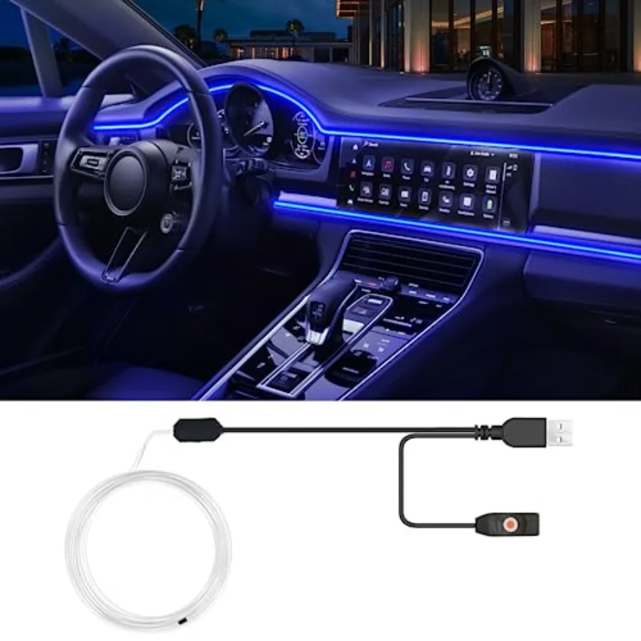 USB Car LED Lights, Interior Car Lights Strip 7 Colors Ambient Lighting with Fiber Optic Music Sync Simple Installation EL Wire
USB Car LED Lights, Interior Car Lights Strip 7 Colors Ambient Lighting with Fiber Optic Music Sync Simple Installation EL Wire