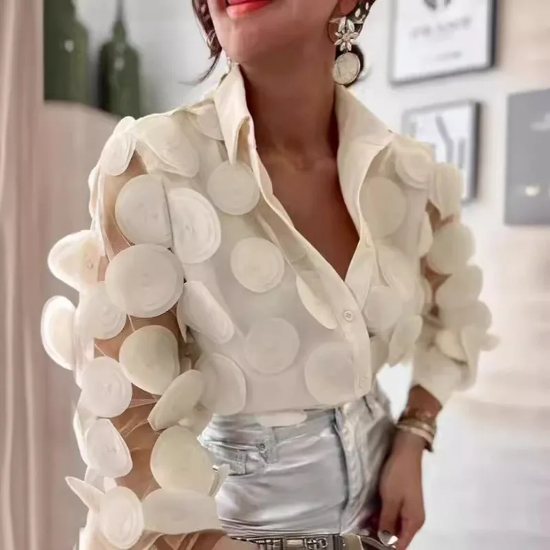 Сексуальная женская прозрачная сетчатая рубашка с длинными рукавами и вышивкой, элегантный дизайн для поездок на весну
Сексуальная женская прозрачная сетчатая рубашка с длинными рукавами и вышивкой, элегантный дизайн для поездок на весну