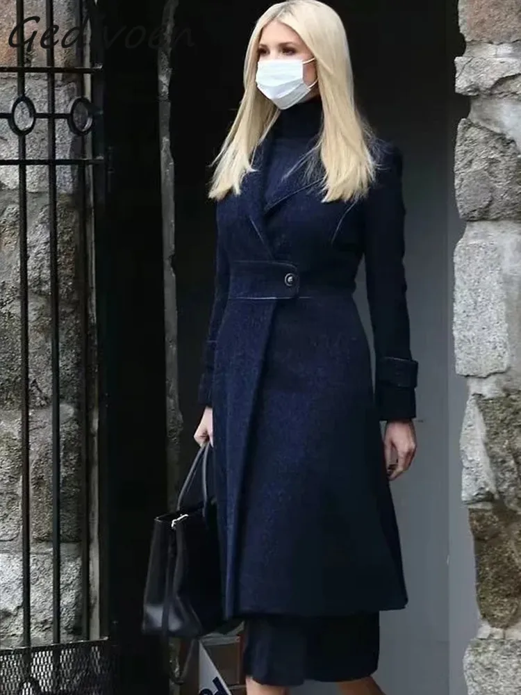 Gedivoen Autumn Fashion Designer Navy Blue Vintage Blends Coats Women's Lapel Button Pockets High Waist Slim Long Blends Coats
Gedivoen Autumn Fashion Designer Navy Blue Vintage Blends Coats Women's Lapel Button Pockets High Waist Slim Long Blends Coats