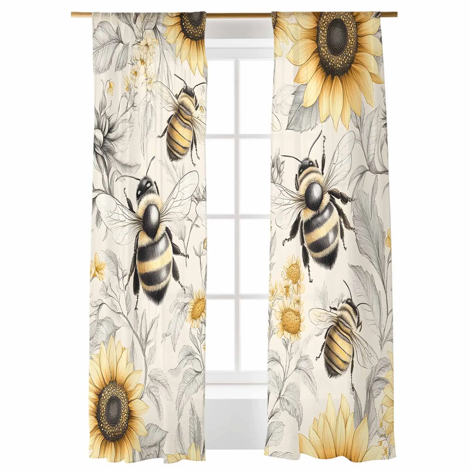 Sunflower Bee Farm Tulle Curtains For Living Room Bedroom Children Room Decor Sheer Curtains
Sunflower Bee Farm Tulle Curtains For Living Room Bedroom Children Room Decor Sheer Curtains