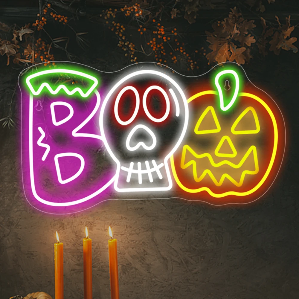 Halloween Neon Sign Ghost Fun Art Boo Neon Sign Wall Decor Dimmable Room Decoration For Party Home Living Room Decor USB Powered
Halloween Neon Sign Ghost Fun Art Boo Neon Sign Wall Decor Dimmable Room Decoration For Party Home Living Room Decor USB Powered