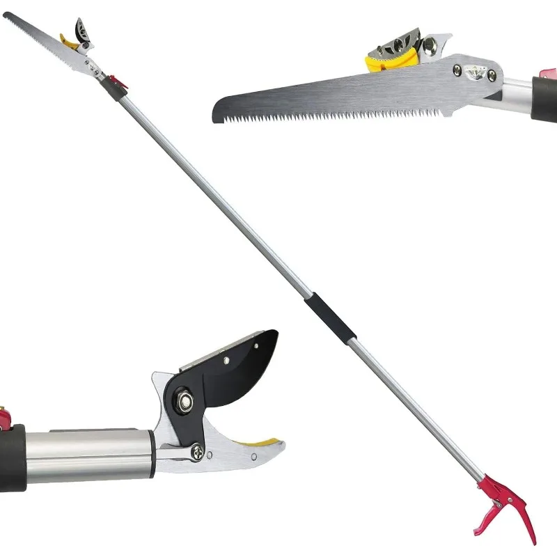4.4-7.2 Foot Tree Pruner 2 Sections Extendable 4 Nodes Adjustable, Cut and Hold Pruning Trimmer, Long Reach Pole Saw,
4.4-7.2 Foot Tree Pruner 2 Sections Extendable 4 Nodes Adjustable, Cut and Hold Pruning Trimmer, Long Reach Pole Saw,