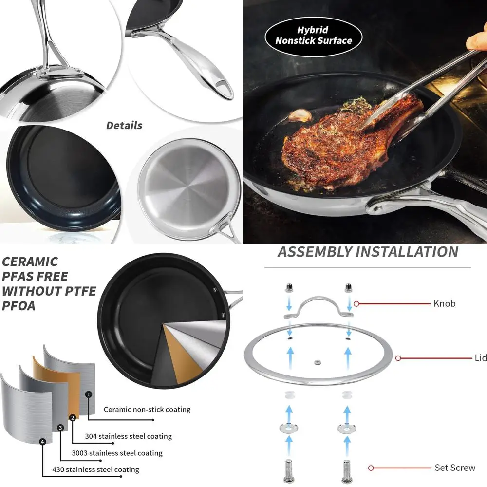 Керамическая сковорода с антипригарным покрытием и крышкой — без PFOA/PTFE, безопасная для духовки/бройлеров, толщина 2,5 мм, ручка с защитой от ожогов для всех варочных панелей
Керамическая сковорода с антипригарным покрытием и крышкой — без PFOA/PTFE, безопасная для духовки/бройлеров, толщина 2,5 мм, ручка с защитой от ожогов для всех варочных панелей
