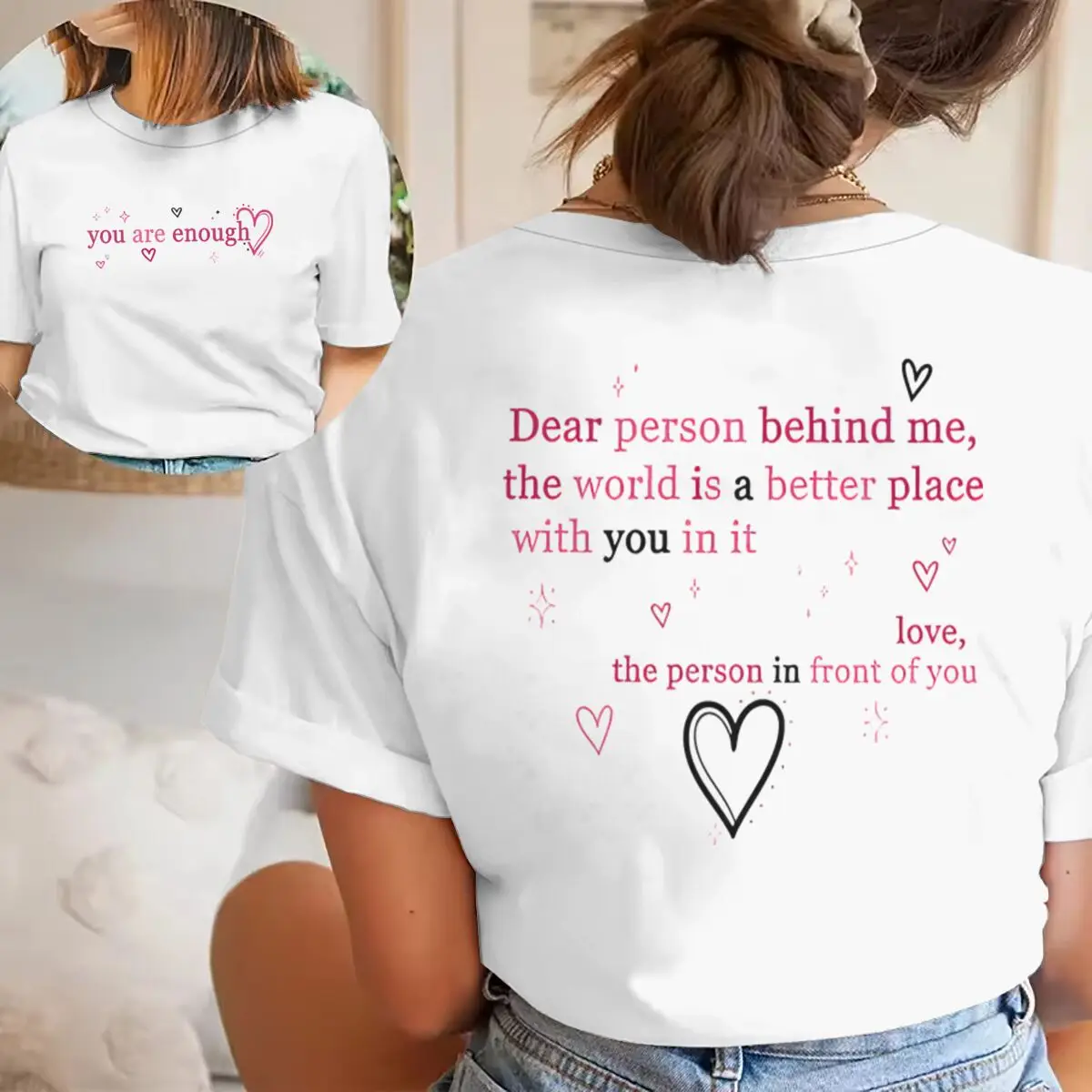Bible Verses T-shirts Women Men "Dear Person Behind Me You Are Enough Positive Affirmation" Tees Christianity Jesus Tshirts Gift
Bible Verses T-shirts Women Men "Dear Person Behind Me You Are Enough Positive Affirmation" Tees Christianity Jesus Tshirts Gift