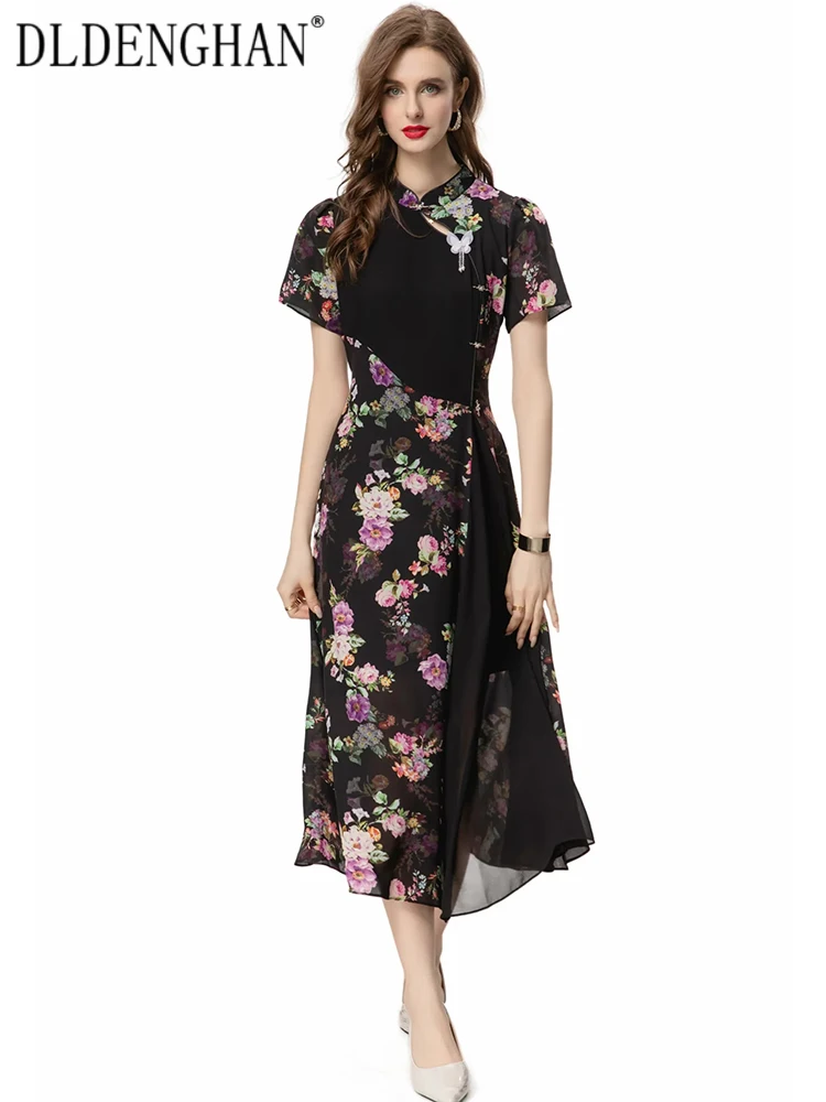 DLDENGHAN Summer Chinese Style Dress Women Stand Collar Short Sleeve Butterfly Beading Flower Print Vintage Dresses Fashion New
DLDENGHAN Summer Chinese Style Dress Women Stand Collar Short Sleeve Butterfly Beading Flower Print Vintage Dresses Fashion New