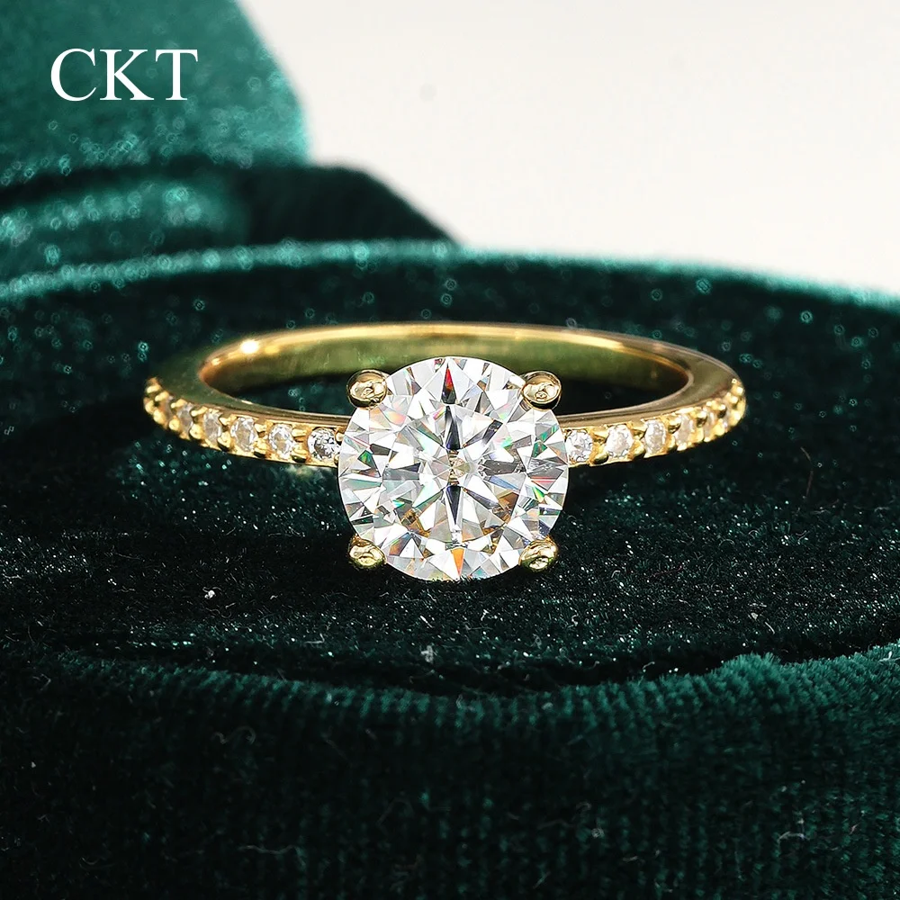 CKT Four-claw Ring for Women Round 18K Gold 1ct/2ct Diamond Moissanite S925 Sterling Silver Rings Wedding Fine Jewelry Gift
CKT Four-claw Ring for Women Round 18K Gold 1ct/2ct Diamond Moissanite S925 Sterling Silver Rings Wedding Fine Jewelry Gift