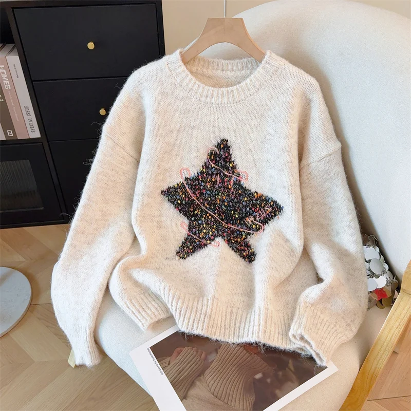 Женский свитер со звездами, новинка 2025, осенне-зимний толстый вязаный топ с атмосферой на Новый год
Женский свитер со звездами, новинка 2025, осенне-зимний толстый вязаный топ с атмосферой на Новый год